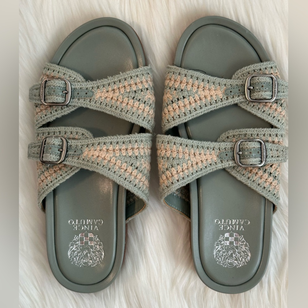 NWOT - Vince Camuto Sage and Cream Buckle Sandals